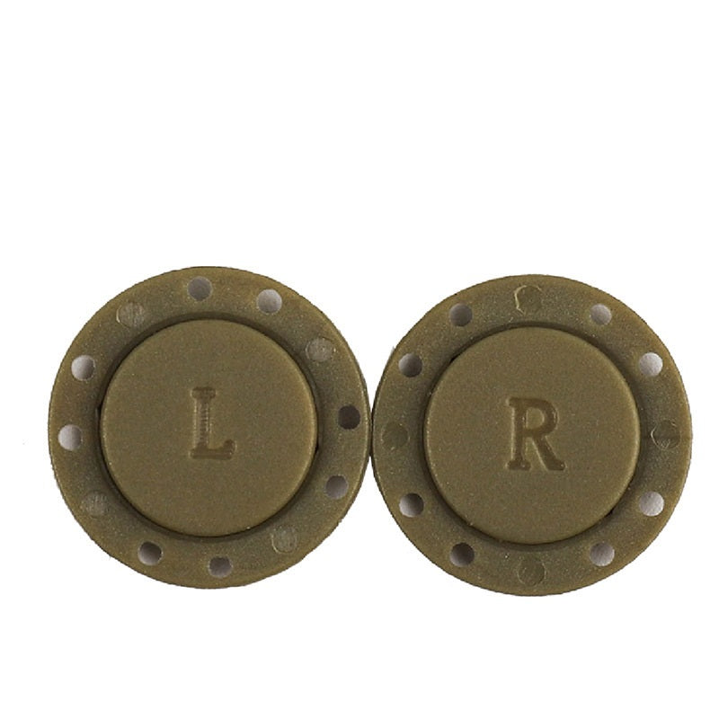 Dark green round magnetic nylon plastic buttons with L and R marks, 22/26mm