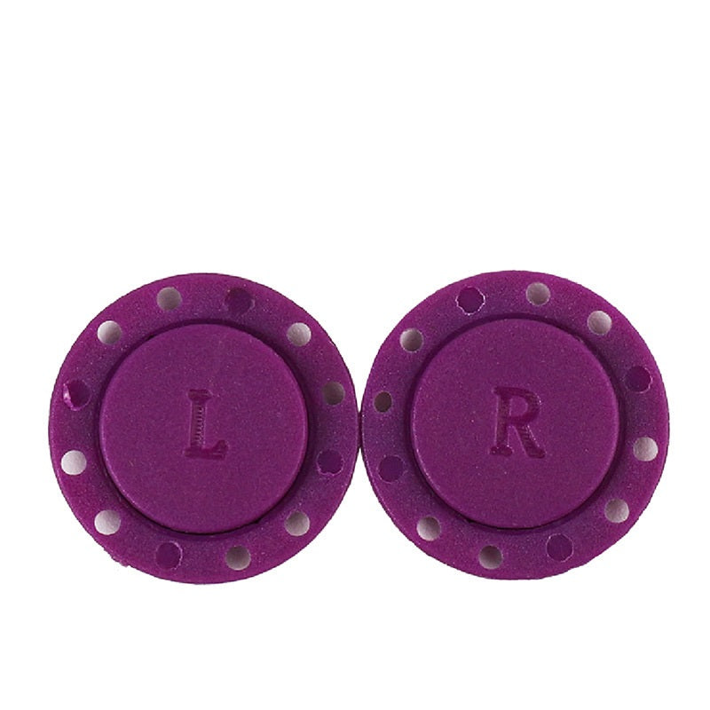 Purple round magnetic nylon plastic buttons with L and R marks, 22/26mm