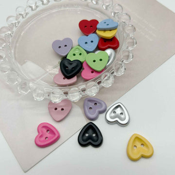Macaron heart buttons, two-hole, multicolor set for kids sweaters DIY