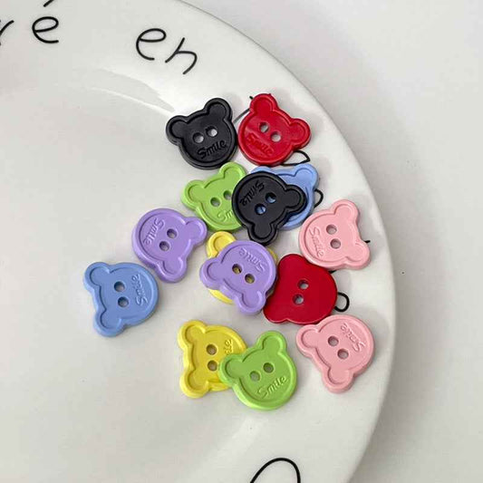 15/18mm Cartoon Teddy Bear Head Plastic Buttons for Children's Clothing 80 Pack