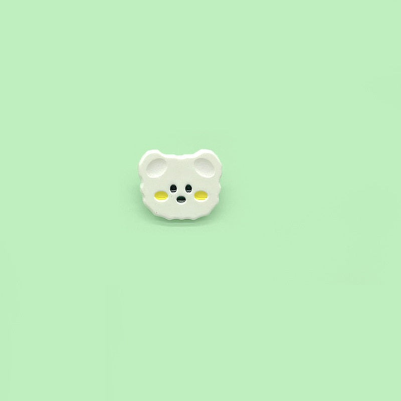 White cartoon teddy bear plastic button with 4-hole bear face