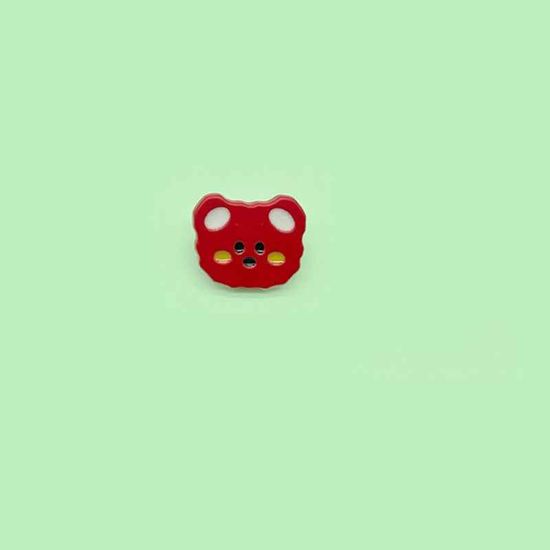 Red cartoon teddy bear plastic button with 4-hole bear face