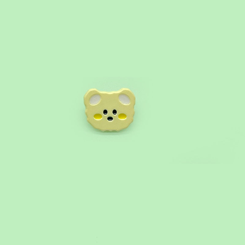Light yellow cartoon teddy bear plastic button with 4-hole bear face