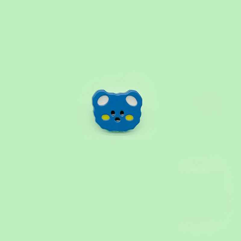 Blue cartoon teddy bear plastic button with 4-hole bear face