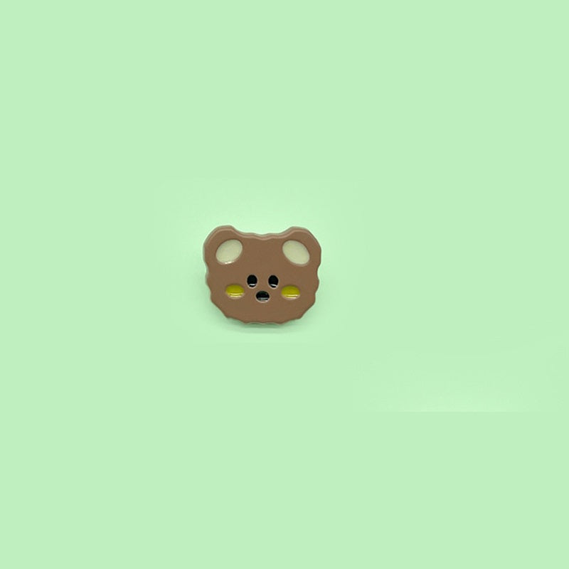 Brown cartoon teddy bear plastic button with 4-hole bear face