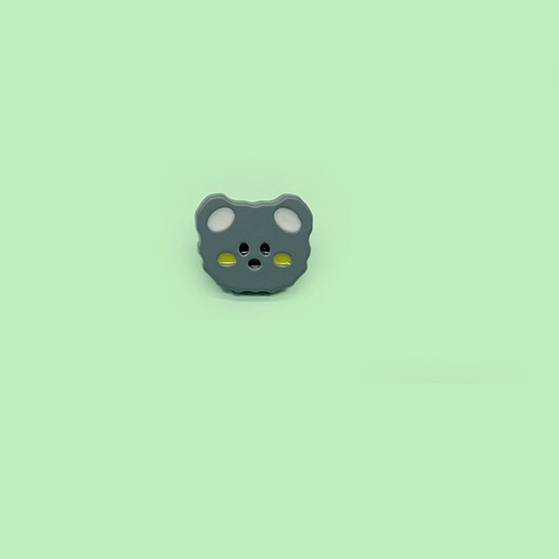 Dark gray cartoon teddy bear plastic button with 4-hole bear face