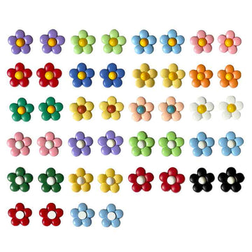 Colorful flower shank plastic buttons, assorted green blue pink purple red yellow