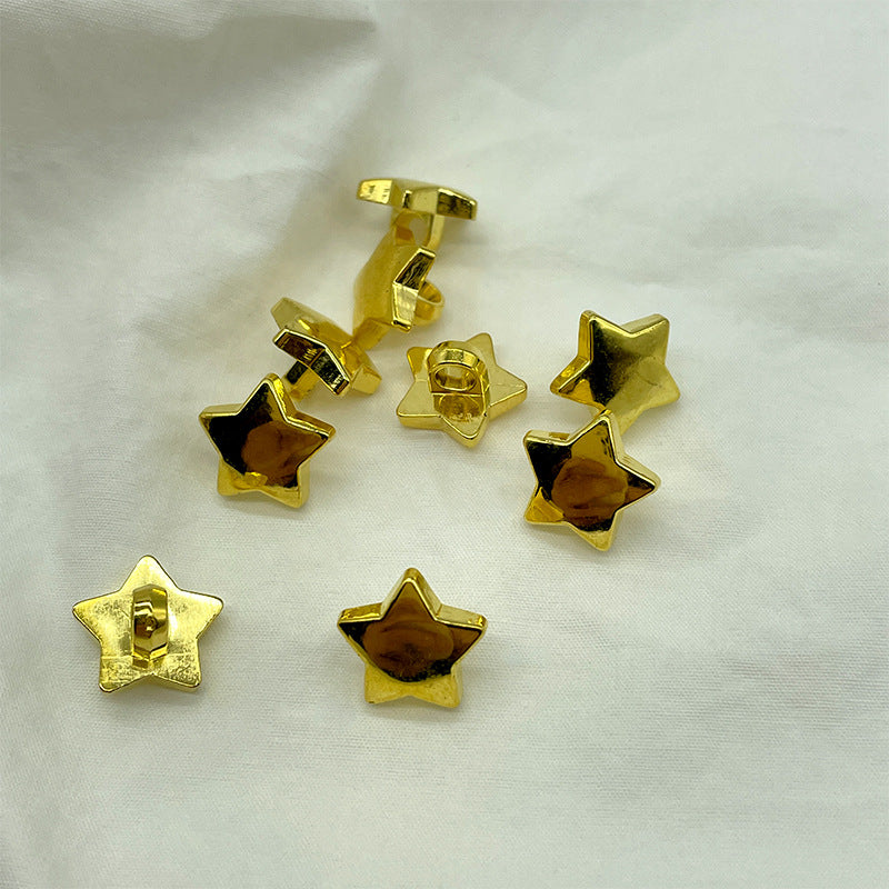 Gold star shirt buttons with electroplated finish and plastic shank backs