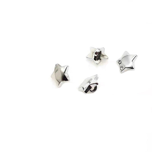 12.5/15mm Electroplated Gold Silver Five Pointed Star Plastic Shank Shirt Buttons 100pcs Silver
