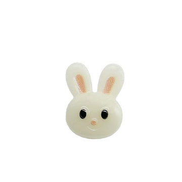 White bunny face buttons with shanks, pink nose, and black eyes