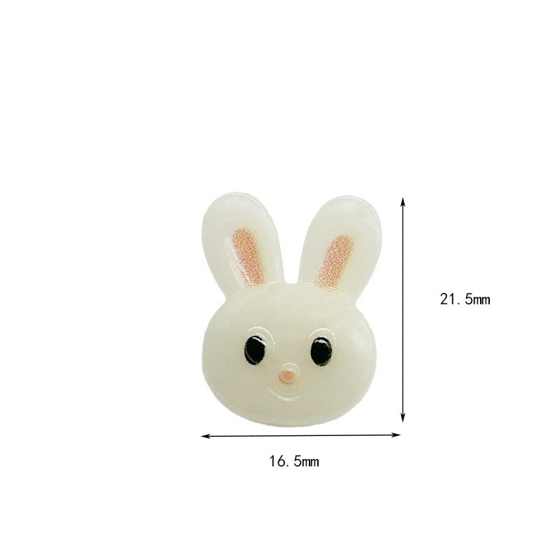 21.5 x 16.5 mm white rabbit buttons with shanks, bunny face design