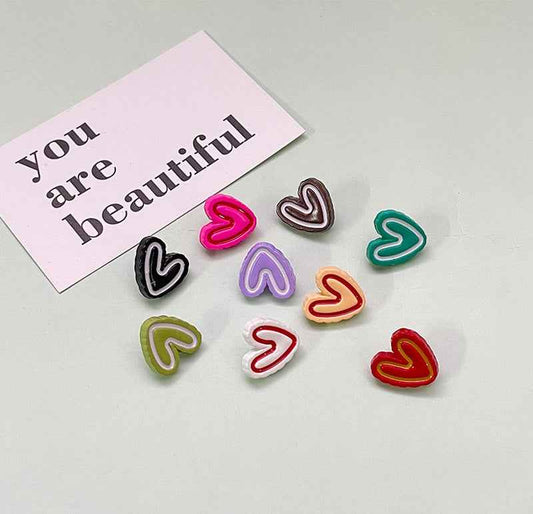 17mm Colorful Cartoon Double Heart Plastic Buttons for Children's Garments 54 Pack