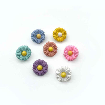 Bunte Blumen-Kinderknöpfe aus Kunststoff, 8 farbige Gänseblümchen-Designs