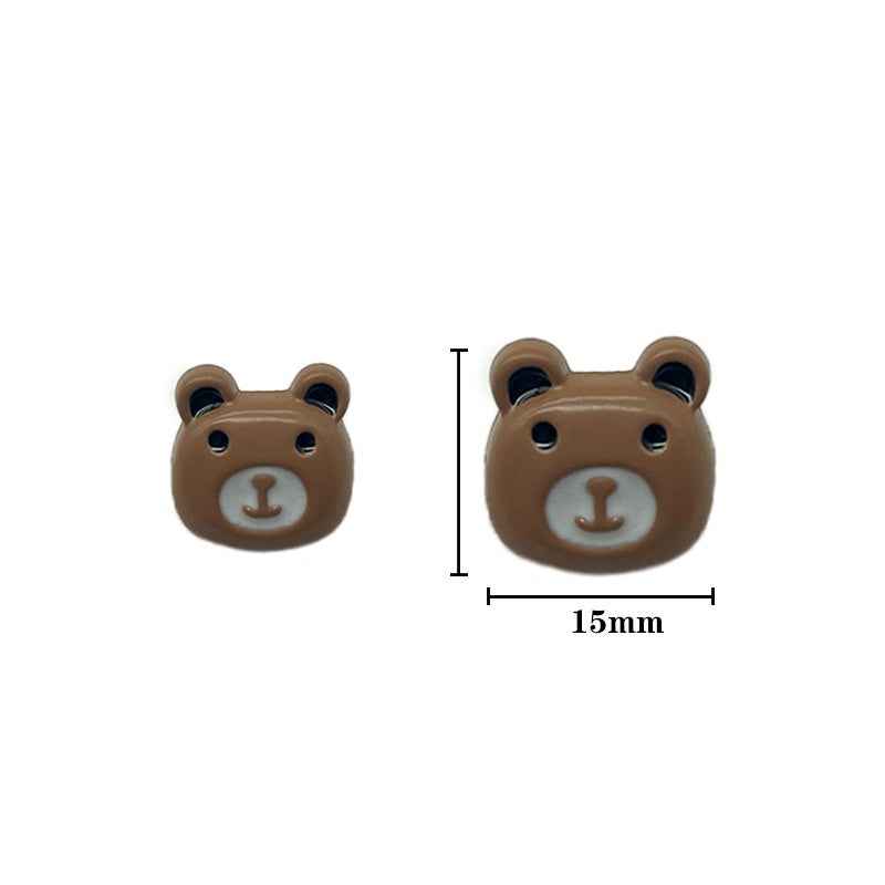Brown bear head plastic shank button, 15mm size
