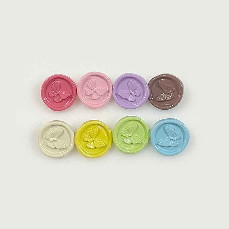 Round plastic shank buttons with butterfly motif, assorted colors (48-pack)