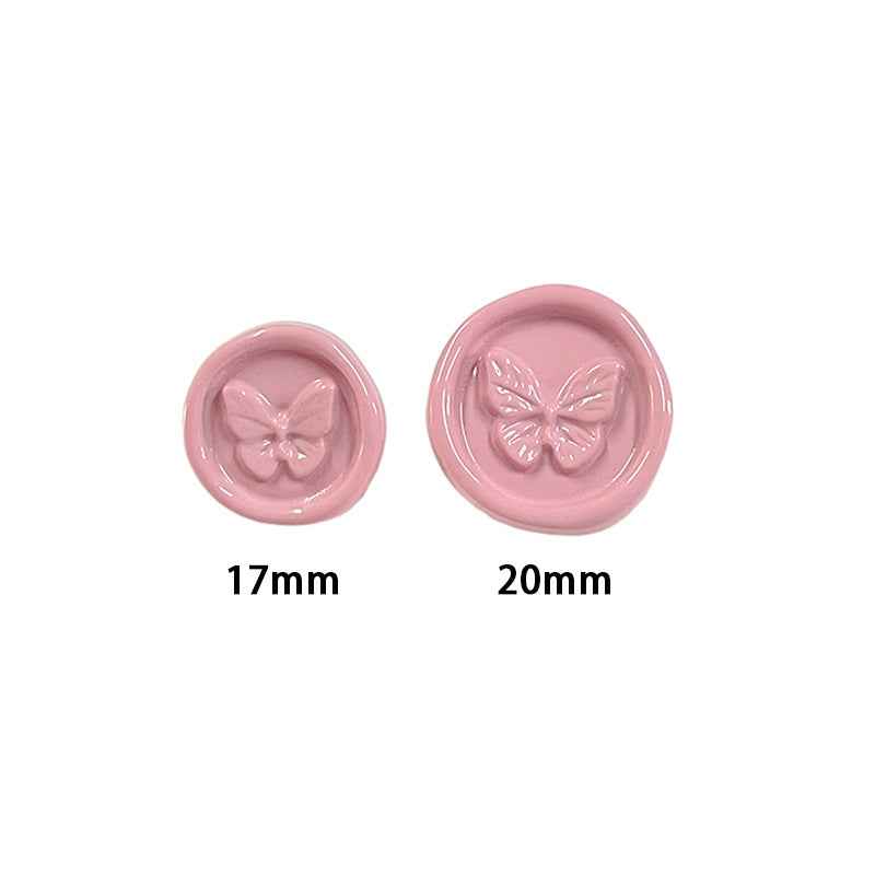 Pink round plastic shank buttons with butterfly motif, 17mm and 20mm