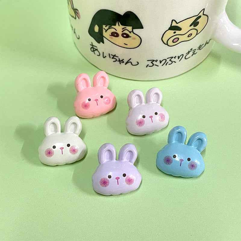 Cartoon bunny plastic buttons, mixed colors: pink, white, lavender, blue (15/21mm)