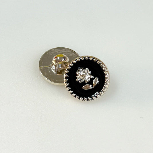 15/18/21mm Round Plastic Shank Buttons with Gear-Edged Rose Patterns 100pcs 100pcs Black