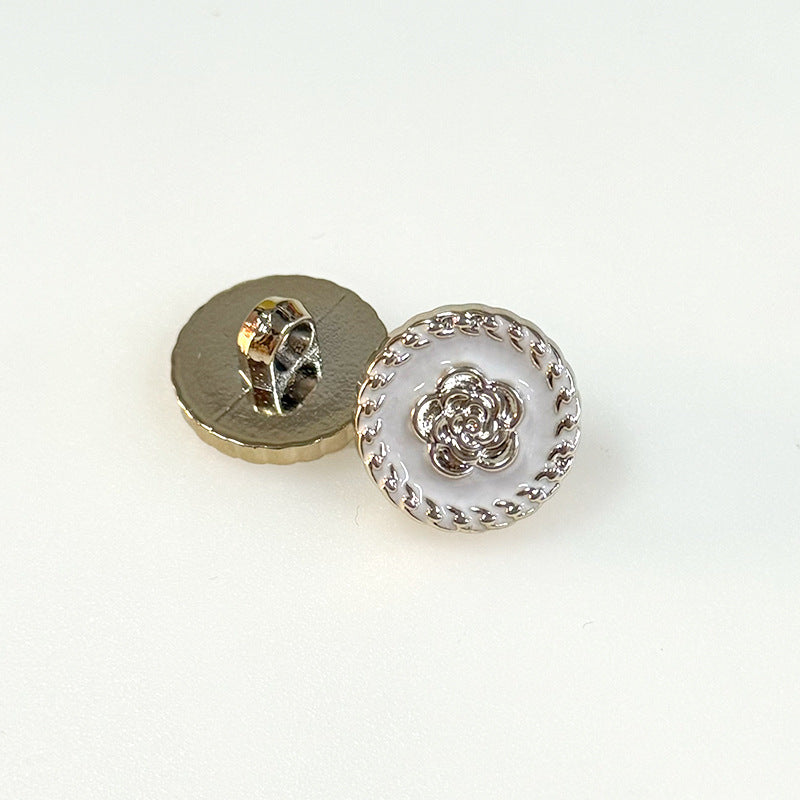 Rückansicht: 18/21-mm Kunststoffknöpfe, weißer Camellia mit Metallschaft
