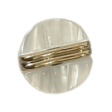 18mm round double-bar resin shank button, pearlized light cream, front view