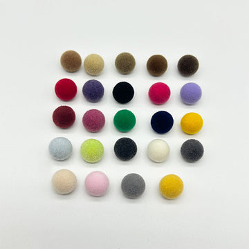 10mm flocked mushroom buttons with metal shanks, colorful round caps in assorted shades