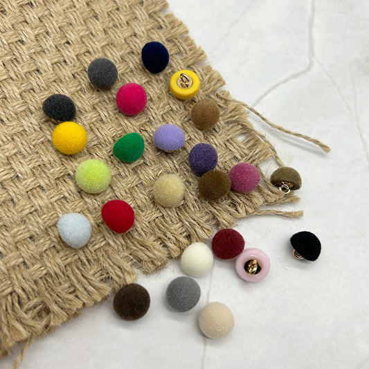 10mm Colorful Flocked Resin Mushroom Buttons with Metal Shanks for Knitwear 120 Pack