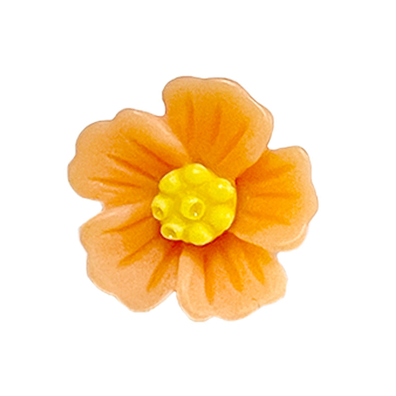 Orangener 14-mm Blumenknopf aus Kunststoff mit gelbem Kern und Schaft