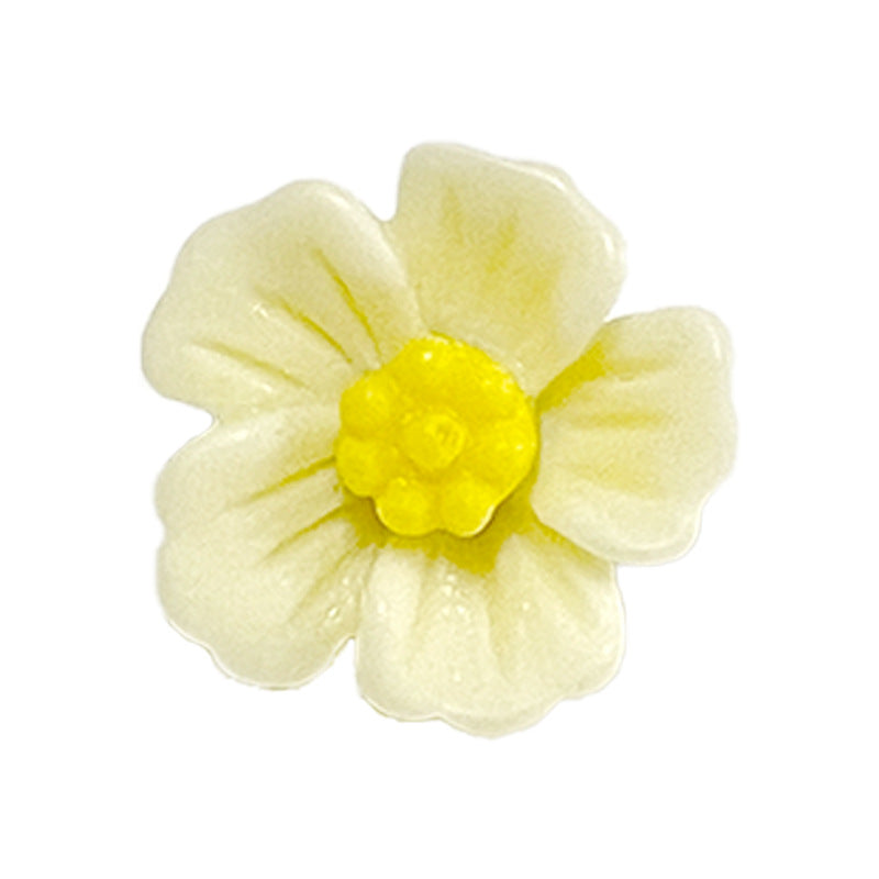 Hellgelber 14-mm Blumenknopf aus Kunststoff mit gelbem Kern und Schaft