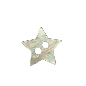 Star-shaped two-hole button, iridescent rainbow finish