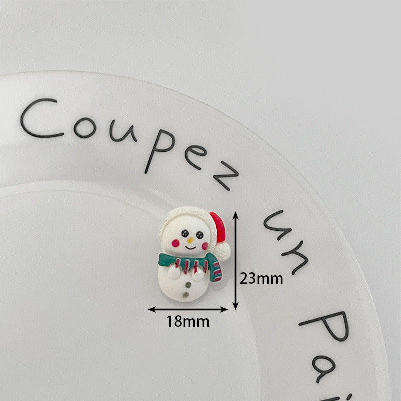 Snowman resin button with metal shank, scarf and Santa hat, 23mm x 18mm