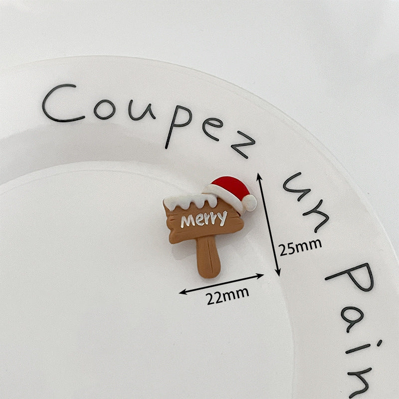 Merry Christmas ice cream resin button with metal shank, 25mm x 22mm