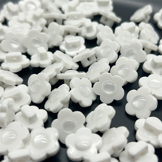 11.5mm Black and White Plum Blossom Buttons with Shanks for Shirts and Dresses 50pcs White