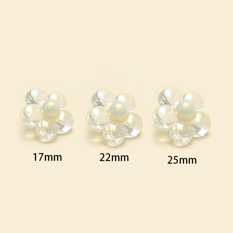 Clear resin flower buttons set: 17mm, 22mm, 25mm, with shanks