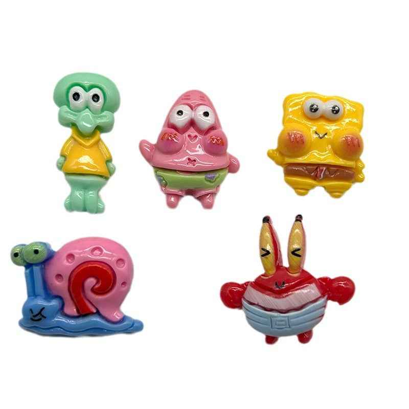 Cartoon resin character buttons with metal shanks—mixed designs for kids' shirts