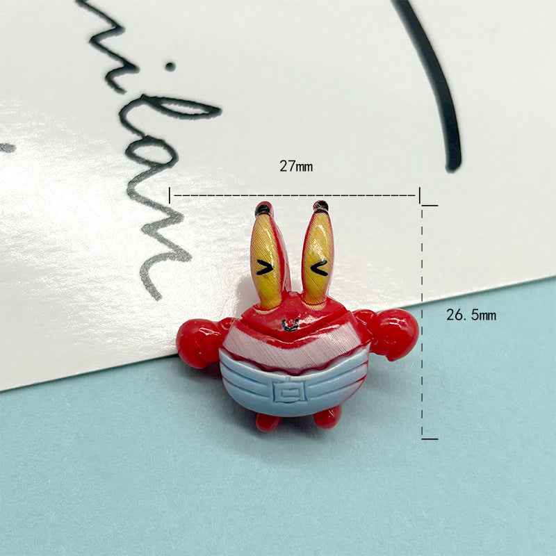 Red cartoon character resin button with metal shank, about 27mm x 26.5mm