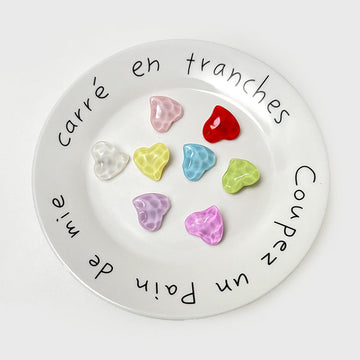 21mm 3D heart resin buttons, multicolor translucent hearts on display tray