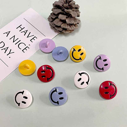 18mm Cartoon Smiley Face Buttons with Shanks for Children's Tops 200 Pack
