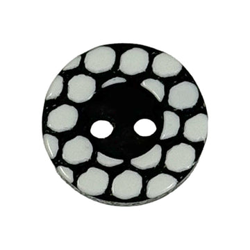 13mm zweilochige Resin-Knöpfe, schwarz mit weißen Tupfen, rund