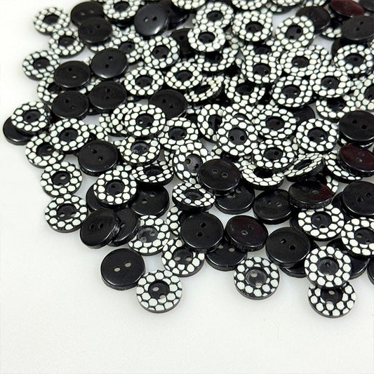 13mm Round Polka Dot Black and White Two-Hole Resin Buttons for Shirts 50pcs Black