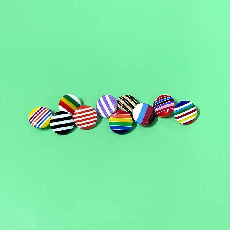 Round 14mm resin buttons in mixed striped colors, candy-style pattern set