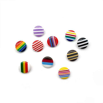 14mm round resin shank buttons with colorful striped designs