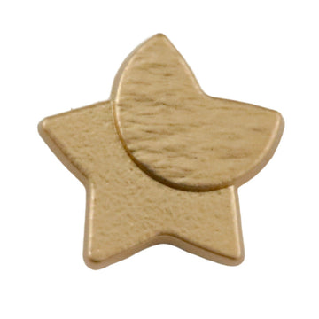 Gold star decorative metal button with crescent moon detail, 12mm
