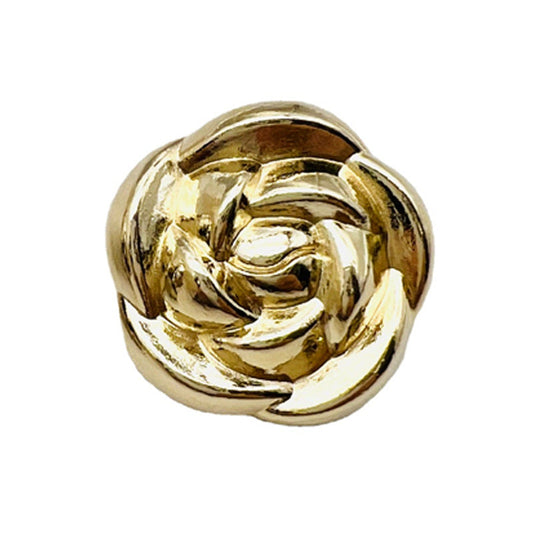 Bouton métal en forme de rose avec tige, doré clair, 10–25 mm, vue rapprochée