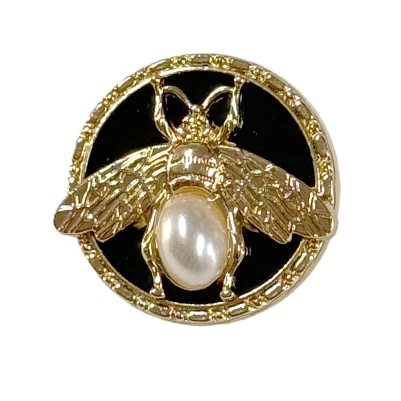 Gold 3D Bienen-Perl-Knopf, runde Metall-Öse, 18/20/23mm
