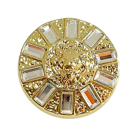 18/20/23mm Golden Silver Round Lion Head Diamond Metal Shank Buttons 12pcs
