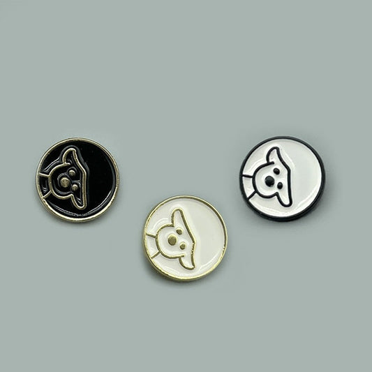 12mm Round Adorable Puppy Pattern Metal Buttons for Shirts and Knitwear 20pcs