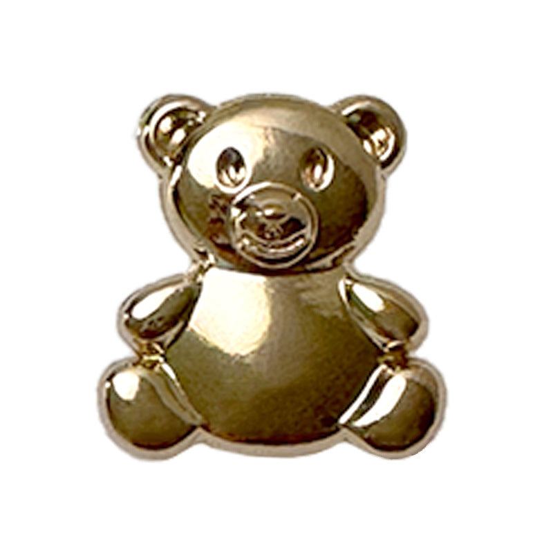 Light gold metal bear design button with 2 visible loop shanks