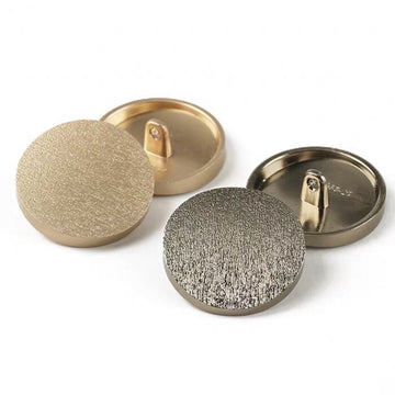 Round frosted metal shank button, dark speckled gold (Tea Gold), curved face