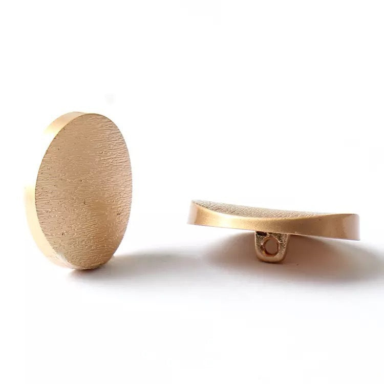 Round metal shank button, light sand-gold back view with loop shank (Sand Gold)