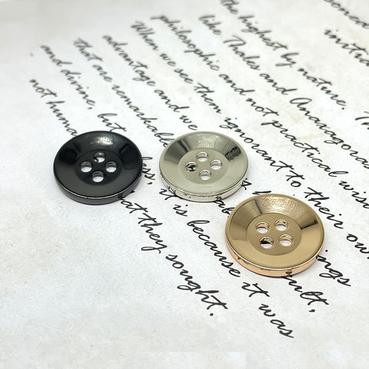 11.5-25mm Round Four-Hole Wide-Edge Metal Buttons for Shirt Cufflinks,Coats,Knitwear